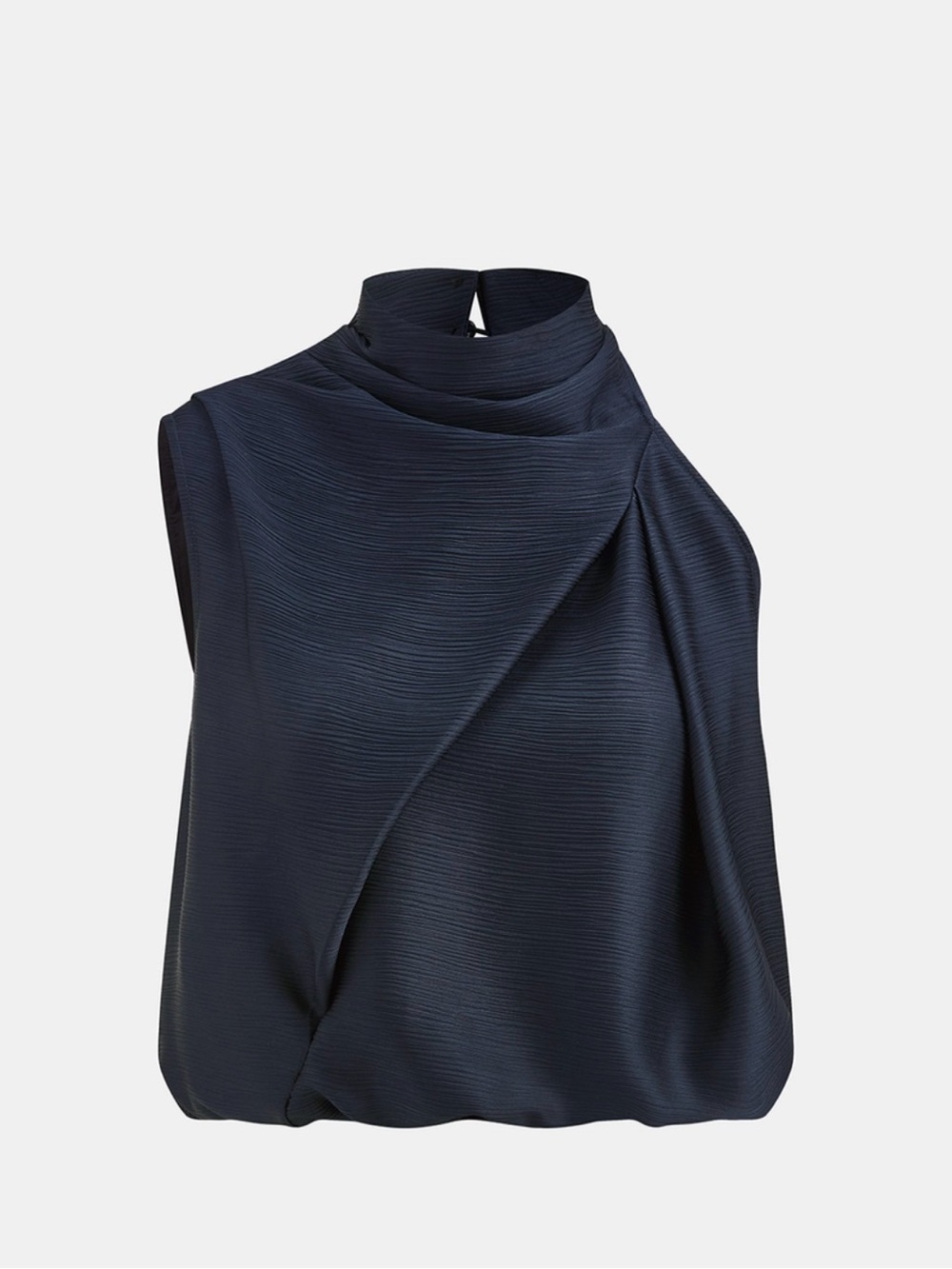 Commense Paperbag Waist Wide Leg Pants(XS) & Satin Draped High Neck Top (S) - Picture 7 of 10